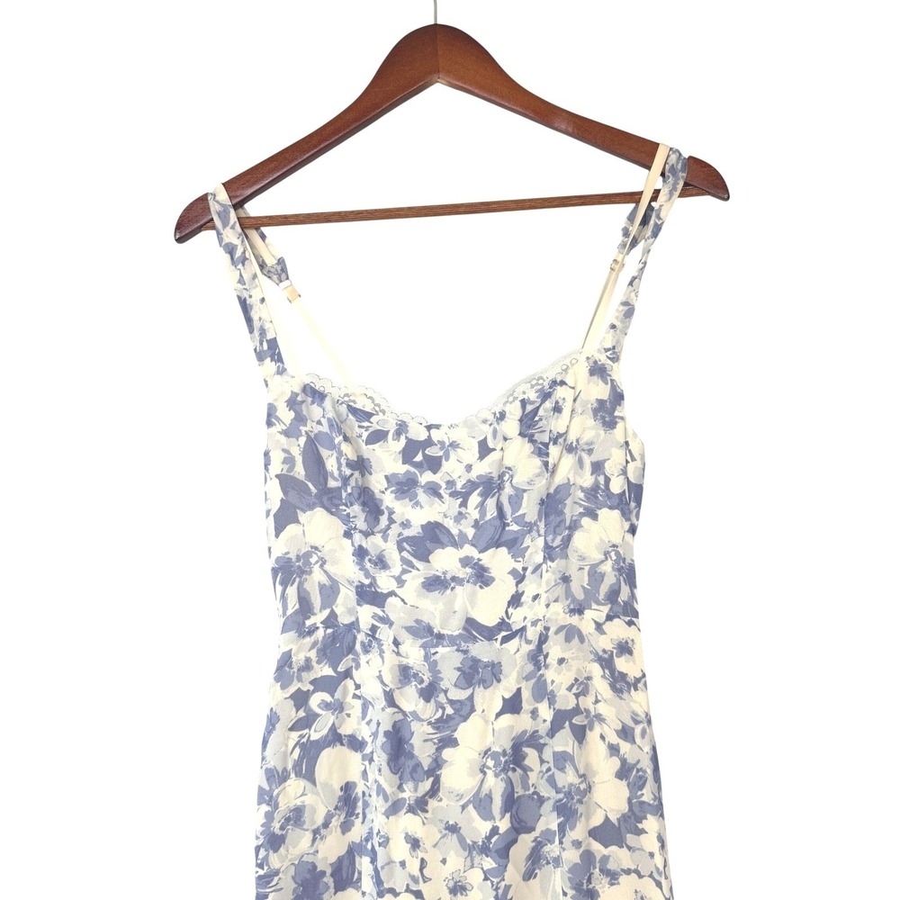 Reformation Irisa Larkspur Dress Blue Floral Ruffle Midi Dress Size 0 - Picture 6 of 10
